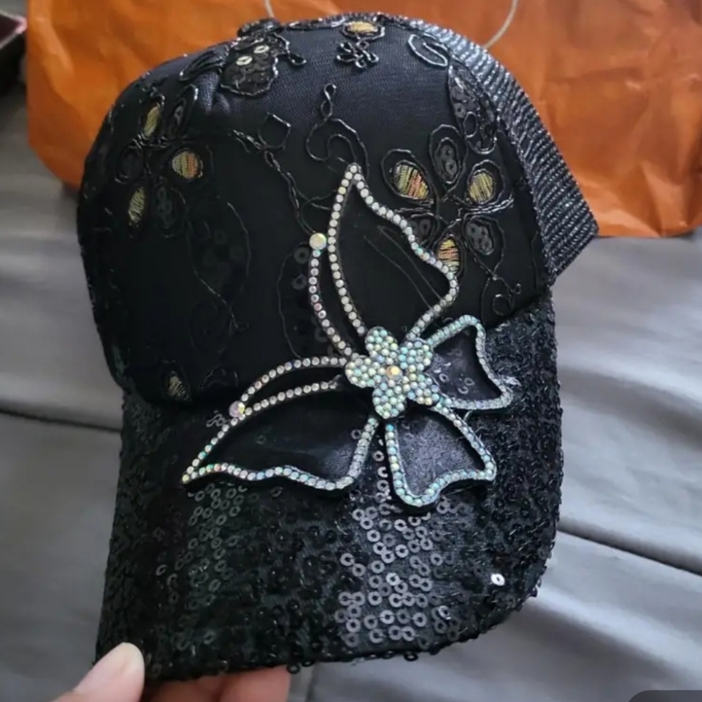 Baseball Cap with Rhinestone Butterfly Decor Casual Fashion - Picture 6 of 11